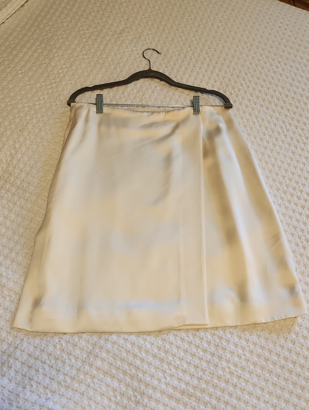 COS Cream A-Line Satin Skirt